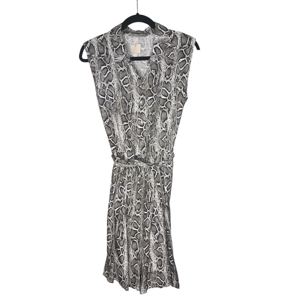 NWT Laura Bianchi Python Print 100% Linen Sleeveless Dress Size Medium